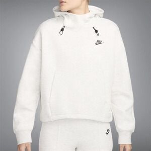 Nike Tech Fleece Hoodie Light Gray Mock Neck Drawstring Pocket Size M